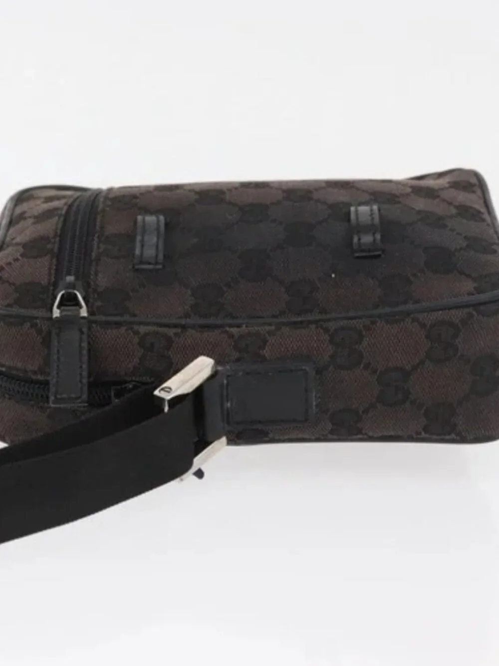 GUCCI GG Canvas Shoulder Bag Black Silver 018 1619 Auth 180727